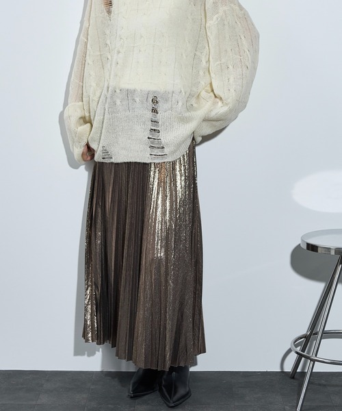 THE YOn（ザヨン）の「メタリックプリーツスカート（スカート・レディース・シルバー/ブロンズ/ブラック・FREE）」の7枚目の写真