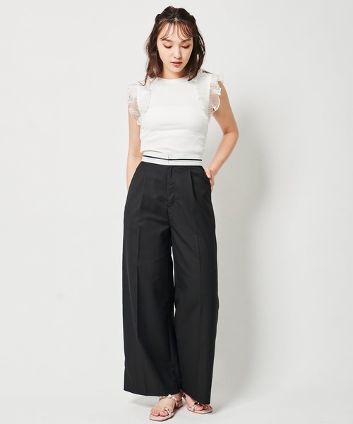 31 Sons de mode（トランテアン　ソン　ドゥ　モード）の「ウエストデザインワイドパンツ（その他パンツ・レディース・ブラック/グレー・36/38）」の4枚目の写真