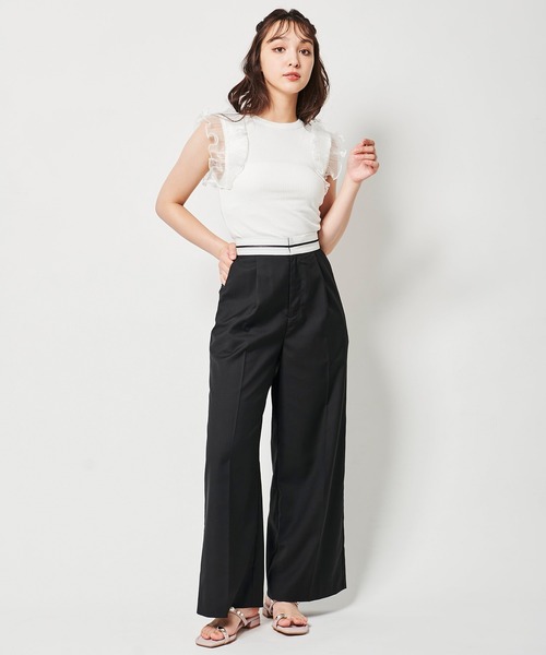 31 Sons de mode（トランテアン　ソン　ドゥ　モード）の「ウエストデザインワイドパンツ（その他パンツ・レディース・ブラック/グレー・36/38）」の5枚目の写真