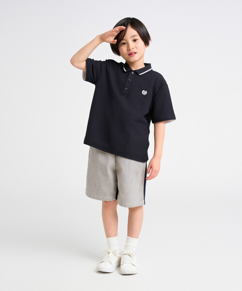COMME CA ISM(コムサイズム)の「ストレッチデニム/ヒッコリー×裏毛 ドッキングハーフパンツ(その他パンツ・キッズ・ネイビー系/インディゴブルー・100cm/150cm/140cm/130cm/120cm/110cm)」の6枚目の写真