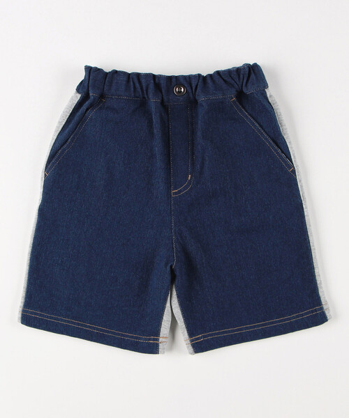 COMME CA ISM(コムサイズム)の「ストレッチデニム/ヒッコリー×裏毛 ドッキングハーフパンツ(その他パンツ・キッズ・ネイビー系/インディゴブルー・100cm/150cm/140cm/130cm/120cm/110cm)」の8枚目の写真