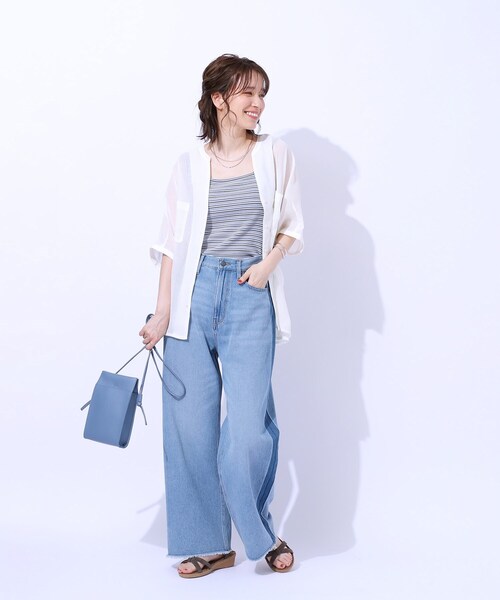 Cutie Blonde（キューティーブロンド）の「◆大人の透け感 ワッシャードルマンシャツ（シャツ/ブラウス・レディース・ブラック/ホワイト系/スモーキーグリーン系・02/03/04）」の6枚目の写真