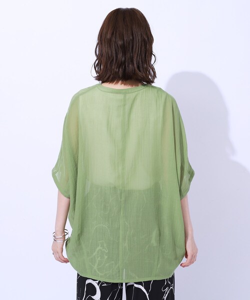 Cutie Blonde（キューティーブロンド）の「◆大人の透け感 ワッシャードルマンシャツ（シャツ/ブラウス・レディース・ブラック/ホワイト系/スモーキーグリーン系・02/03/04）」の18枚目の写真