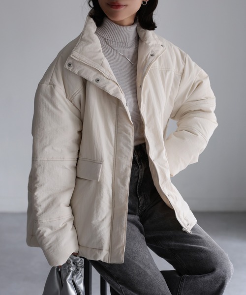 Riberry（リベリー）の「マルチポケット中綿ミドルナイロンダウン（ダウンジャケット/コート・レディース・アイボリー/カーキ/ブラック・MEDIUM）」の6枚目の写真