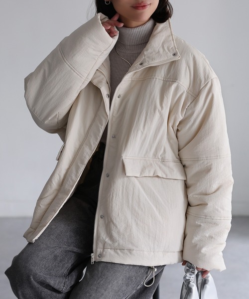 Riberry（リベリー）の「マルチポケット中綿ミドルナイロンダウン（ダウンジャケット/コート・レディース・アイボリー/カーキ/ブラック・MEDIUM）」の21枚目の写真