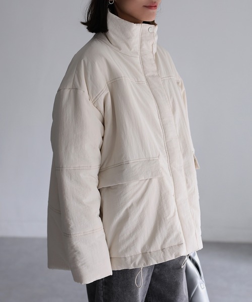 Riberry（リベリー）の「マルチポケット中綿ミドルナイロンダウン（ダウンジャケット/コート・レディース・アイボリー/カーキ/ブラック・MEDIUM）」の22枚目の写真