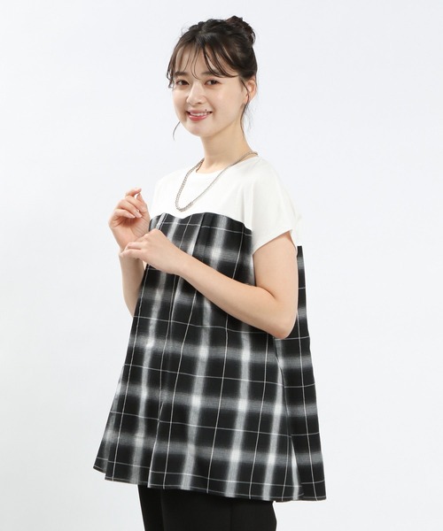 GLOBAL WORK Smile Seed Store(グローバルワーク スマイルシードストア)の「アソートドッキングTシャツ半袖/138929(Tシャツ/カットソー・レディース・ホワイト系その他6/ベージュ系その他/ホワイト系その他/ホワイト系その他7/ブラック系その他・SMALL/LARGE/MEDIUM/X-LARGE)」の2枚目の写真