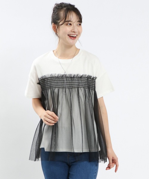 GLOBAL WORK Smile Seed Store(グローバルワーク スマイルシードストア)の「アソートドッキングTシャツ半袖/138929(Tシャツ/カットソー・レディース・ホワイト系その他6/ベージュ系その他/ホワイト系その他/ホワイト系その他7/ブラック系その他・SMALL/LARGE/MEDIUM/X-LARGE)」の3枚目の写真