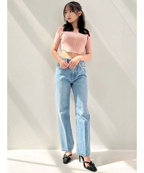 RESEXXY（リゼクシー）の「ジップデザインクロップドニットトップス（ニット/セーター・レディース・ベージュ/ホワイト/ピンク/ブラック・FREE）」の22枚目の写真