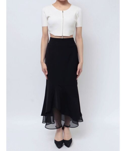 RESEXXY（リゼクシー）の「ジップデザインクロップドニットトップス（ニット/セーター・レディース・ベージュ/ホワイト/ピンク/ブラック・FREE）」の14枚目の写真