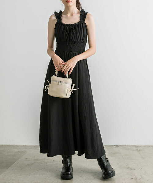 OLIVE des OLIVE（オリーブデオリーブ）の「【S/Mサイズ展開】ウエストシャーリングワンピース（ワンピース・レディース・アイボリー/チェック/ブラック/ブラウン・SMALL/MEDIUM）」の13枚目の写真