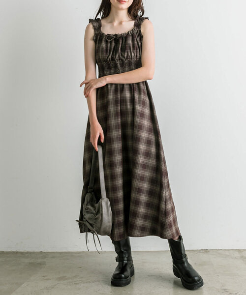 S/Mサイズ展開】ウエストシャーリングワンピース（ワンピース