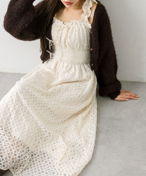 OLIVE des OLIVE（オリーブデオリーブ）の「【S/Mサイズ展開】ウエストシャーリングワンピース（ワンピース・レディース・アイボリー/チェック/ブラック/ブラウン・SMALL/MEDIUM）」の3枚目の写真