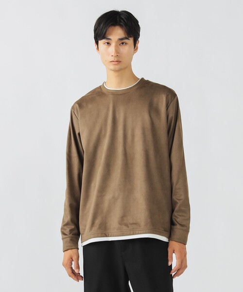 BEAMS HEART(ビームスハート)の「スウェード フェイクレイヤー ロングスリーブ Tシャツ(Tシャツ/カットソー・メンズ・ブラック/ブラウン・S/M/L/XL)」の15枚目の写真