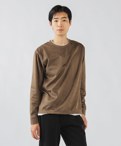 BEAMS HEART(ビームスハート)の「スウェード フェイクレイヤー ロングスリーブ Tシャツ(Tシャツ/カットソー・メンズ・ブラック/ブラウン・S/M/L/XL)」の12枚目の写真