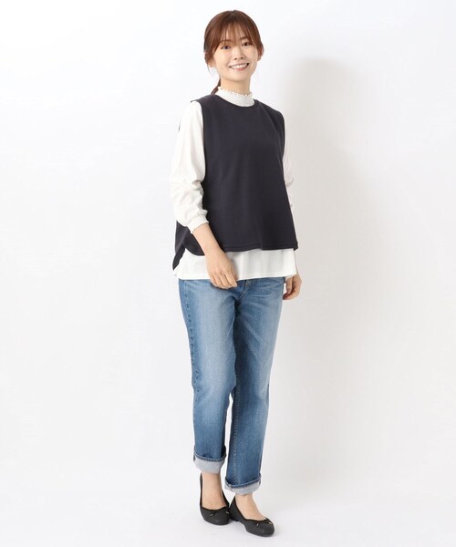 one'sterrace(ワンズテラス)の「シャーリング綿カットソープルオーバー(Tシャツ/カットソー・レディース・ベージュ系9/アイボリー系8/ブラック系8/サックスブルー系8・02)」の14枚目の写真