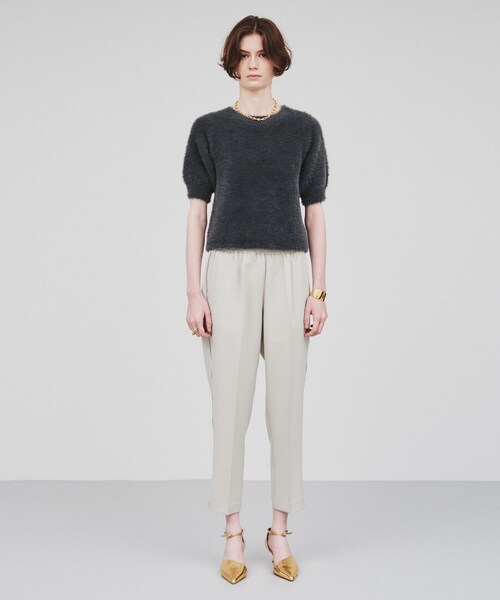 cloenc（クロエンス）の「◆【セットアップ／マシンウォッシュ】サイドラインタック入りテーパードパンツ（その他パンツ・レディース・グレー系その他3/ナチュラル/ブラック・01/02/03）」の4枚目の写真