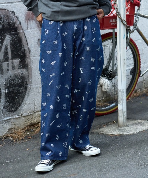 【セール】【S/G】スケーター総柄プリントバギーデニム（デニムパンツ）｜SOUNDSGOOOOD（サウンズグッド）