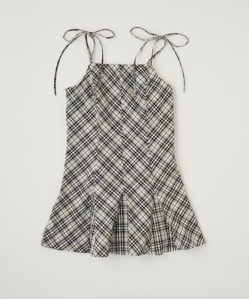 セール】バックレースアップリボンミニキャミワンピース