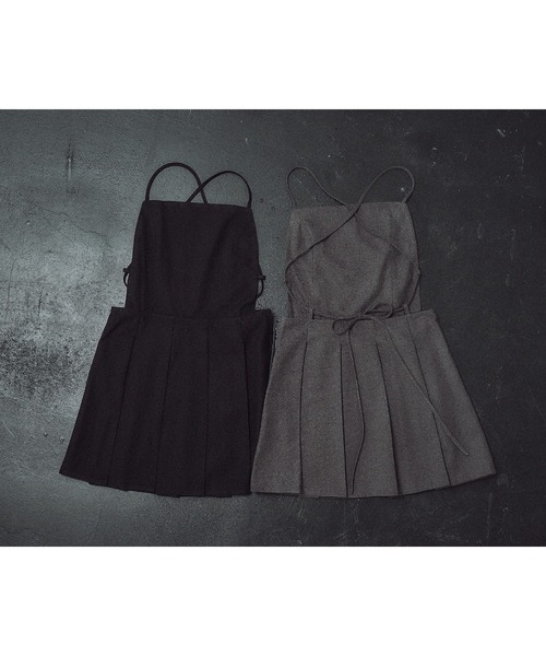 Abor】Apron Pleated Mini Dress/エプロンプリーツミニドレス