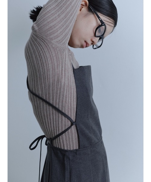 Abor（アボア）の「【Abor】Apron Pleated Mini Dress/エプロンプリーツミニドレス（ワンピース・レディース・チャコールグレー/ブラック・FREE）」の15枚目の写真