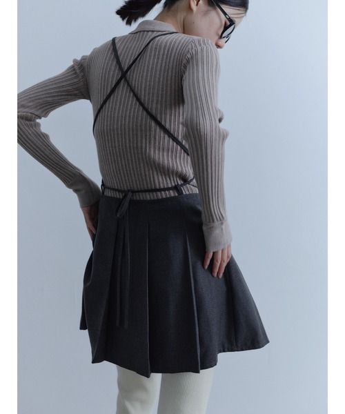 Abor（アボア）の「【Abor】Apron Pleated Mini Dress/エプロンプリーツミニドレス（ワンピース・レディース・チャコールグレー/ブラック・FREE）」の16枚目の写真