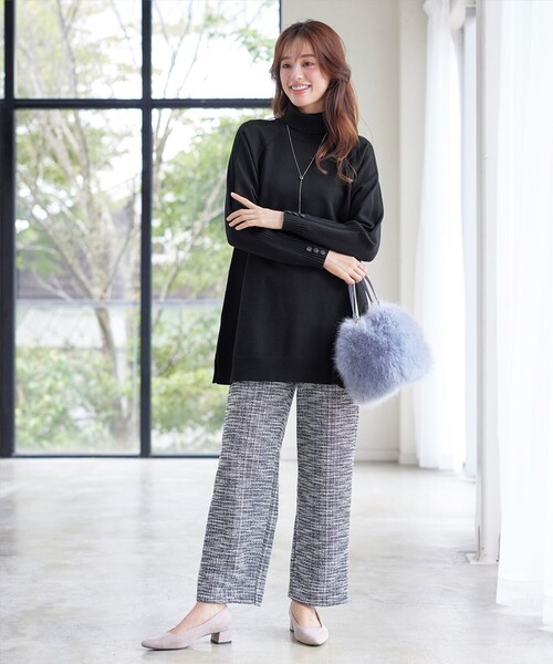 安田美沙子さん着用・選べる2type】ボタンニットチュニック（ニット