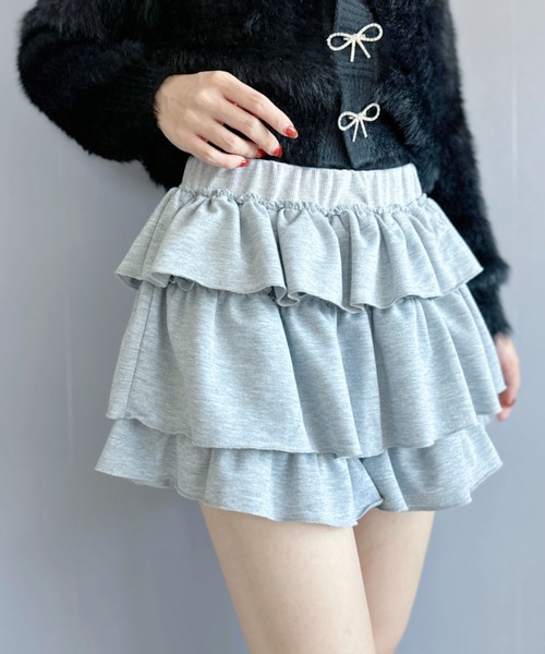 Silly(シリー)の「【韓国コーデに◎】フリルスウェットスカート(スカート・レディース・グレー・FREE)」の3枚目の写真