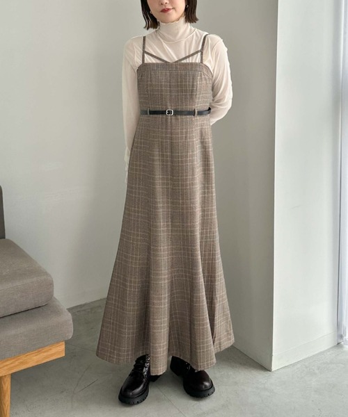 アソートチェックマーメイドキャミワンピース セット ニット別売り】アソートチェックマーメイドキャミワンピース