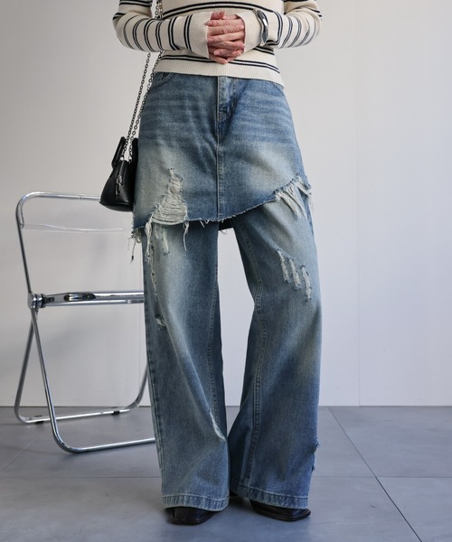 LOUDBOX ピラミッドスタッズ付きダメージデニムパンツブラック LOUDBOX ピラミッドスタッズ付きダメージデニムパンツブラック - メルカリ