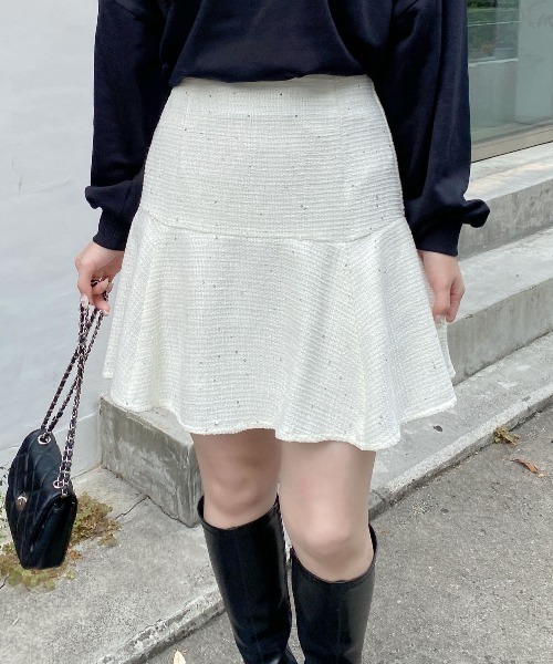 INGNI（イング）の「裾切替スパンコールツイードフレアスカート（スカート・レディース・ミント/ブラック/アイボリー・FREE）」の11枚目の写真