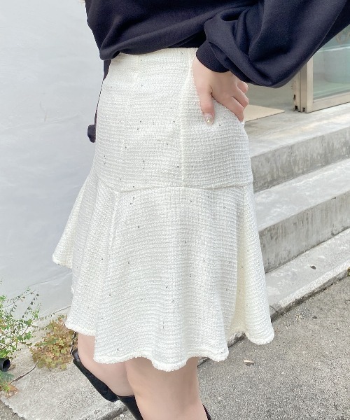 INGNI（イング）の「裾切替スパンコールツイードフレアスカート（スカート・レディース・ミント/ブラック/アイボリー・FREE）」の12枚目の写真