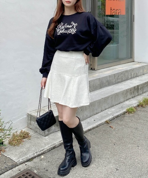 INGNI（イング）の「裾切替スパンコールツイードフレアスカート（スカート・レディース・ミント/ブラック/アイボリー・FREE）」の14枚目の写真