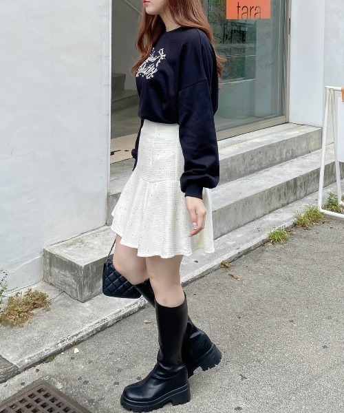 INGNI（イング）の「裾切替スパンコールツイードフレアスカート（スカート・レディース・ミント/ブラック/アイボリー・FREE）」の16枚目の写真