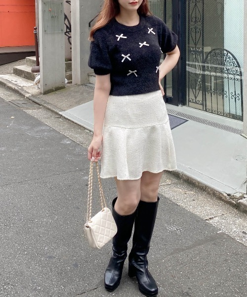 INGNI（イング）の「裾切替スパンコールツイードフレアスカート（スカート・レディース・ミント/ブラック/アイボリー・FREE）」の18枚目の写真