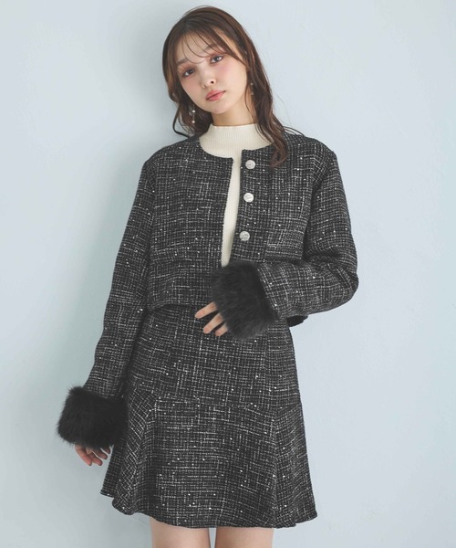 INGNI（イング）の「裾切替スパンコールツイードフレアスカート（スカート・レディース・ミント/ブラック/アイボリー・FREE）」の21枚目の写真