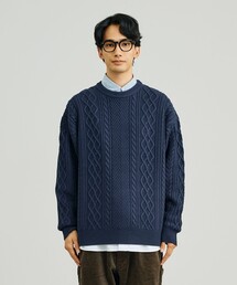 【UNISEX】アランケーブル クルーニット