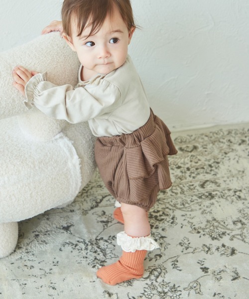 pairmanon（ペアマノン）の「【ベビー】ワッフル 2段フリル ブルマ（その他ベビーウェア・キッズ・ホワイト系その他/ブラウン/テラコッタ/ブラック系その他/ブルー・70/80）」の3枚目の写真