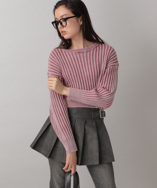 FOREVER 21(フォーエバー トゥエンティーワン)の「【2024FW】ヴィンテージライクニットプルオーバー(ニット/セーター・レディース・グレー/ピンク/ネイビー・FREE)」の1枚目の写真