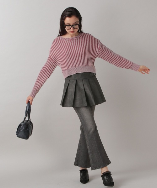 FOREVER 21(フォーエバー トゥエンティーワン)の「【2024FW】ヴィンテージライクニットプルオーバー(ニット/セーター・レディース・グレー/ピンク/ネイビー・FREE)」の4枚目の写真