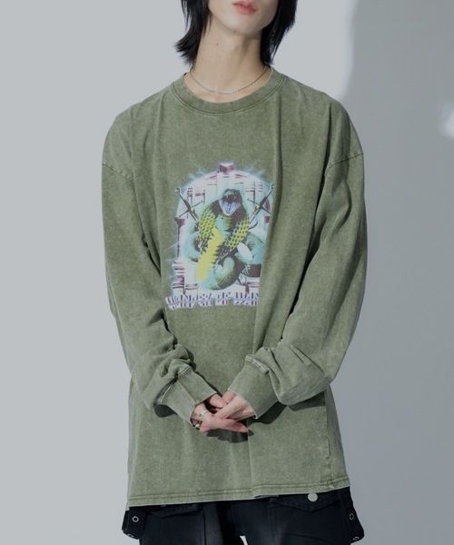 WONDER OF WANDER(ワンダーオブワンダー)の「Graphic L/S TEE A(Tシャツ/カットソー・メンズ・グリーン/ブラック・XL/L/M)」の2枚目の写真