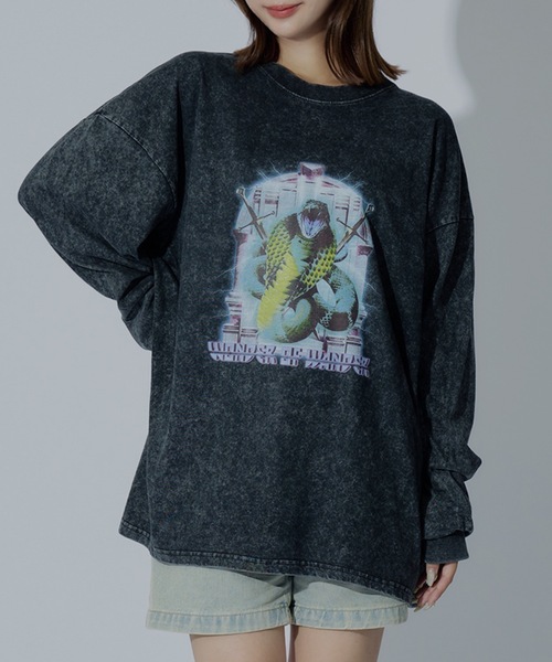 WONDER OF WANDER(ワンダーオブワンダー)の「Graphic L/S TEE A(Tシャツ/カットソー・メンズ・グリーン/ブラック・XL/L/M)」の1枚目の写真