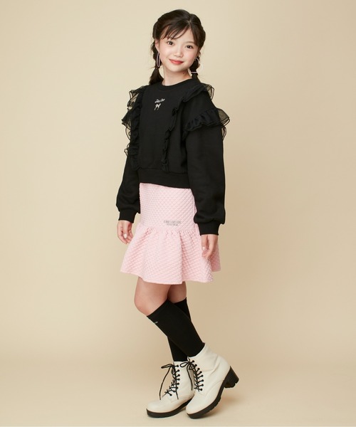 JENNI love(ジェニィラブ)の「【あったか】裏起毛チュールフリルトレーナー(スウェット・キッズ・ブラック/ミント/ラベンダー・130cm/140cm/150cm/160cm)」の5枚目の写真