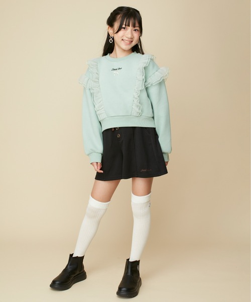 JENNI love(ジェニィラブ)の「【あったか】裏起毛チュールフリルトレーナー(スウェット・キッズ・ブラック/ミント/ラベンダー・130cm/140cm/150cm/160cm)」の6枚目の写真