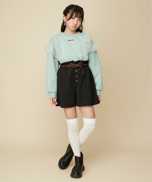 JENNI love(ジェニィラブ)の「【あったか】裏起毛チュールフリルトレーナー(スウェット・キッズ・ブラック/ミント/ラベンダー・130cm/140cm/150cm/160cm)」の7枚目の写真