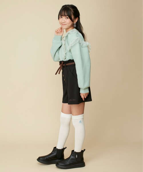 JENNI love(ジェニィラブ)の「【あったか】裏起毛チュールフリルトレーナー(スウェット・キッズ・ブラック/ミント/ラベンダー・130cm/140cm/150cm/160cm)」の8枚目の写真