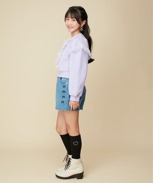 JENNI love(ジェニィラブ)の「【あったか】裏起毛チュールフリルトレーナー(スウェット・キッズ・ブラック/ミント/ラベンダー・130cm/140cm/150cm/160cm)」の10枚目の写真