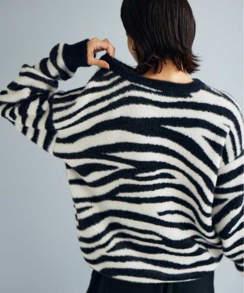 BARNYARDSTORM（バンヤードストーム）の「BARNYARDSTORM / フェザーヤーンニットプルオーバー【WEB限定カラー】（ニット/セーター・レディース・モカ/レオパード/ピンク/ゼブラ/ブラック・FREE）」の7枚目の写真