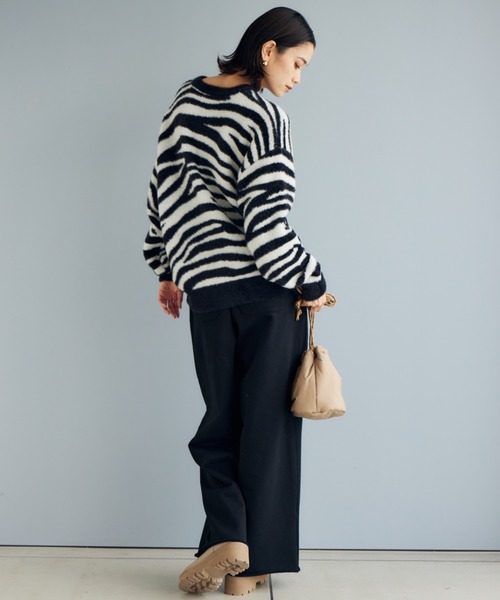 BARNYARDSTORM（バンヤードストーム）の「BARNYARDSTORM / フェザーヤーンニットプルオーバー【WEB限定カラー】（ニット/セーター・レディース・モカ/レオパード/ピンク/ゼブラ/ブラック・FREE）」の9枚目の写真