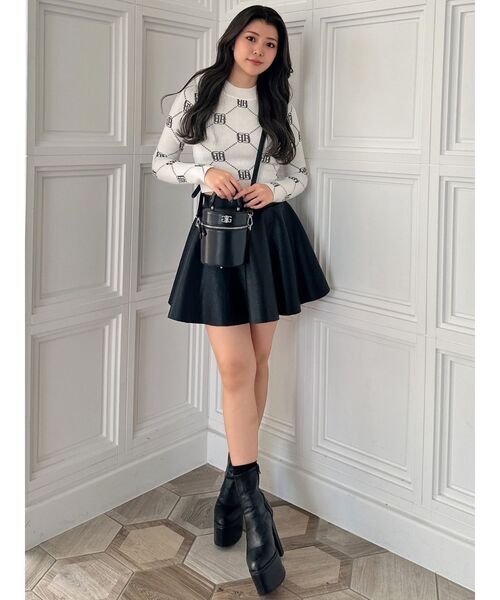 GYDA（ジェイダ）の「GYGY patternプチハイニットトップス（ニット/セーター・レディース・ベージュ/オフホワイト/ブラック・FREE）」の21枚目の写真